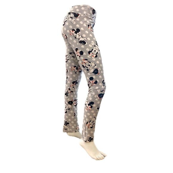 LuLaRoe Soft Gray Minnie Mouse Print Leggings OS 2-10 - Picture 1 of 11
